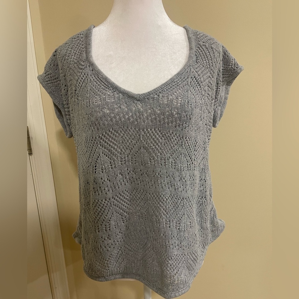 Xhilaration grey open knit short sleeve sweater​​​​​​​